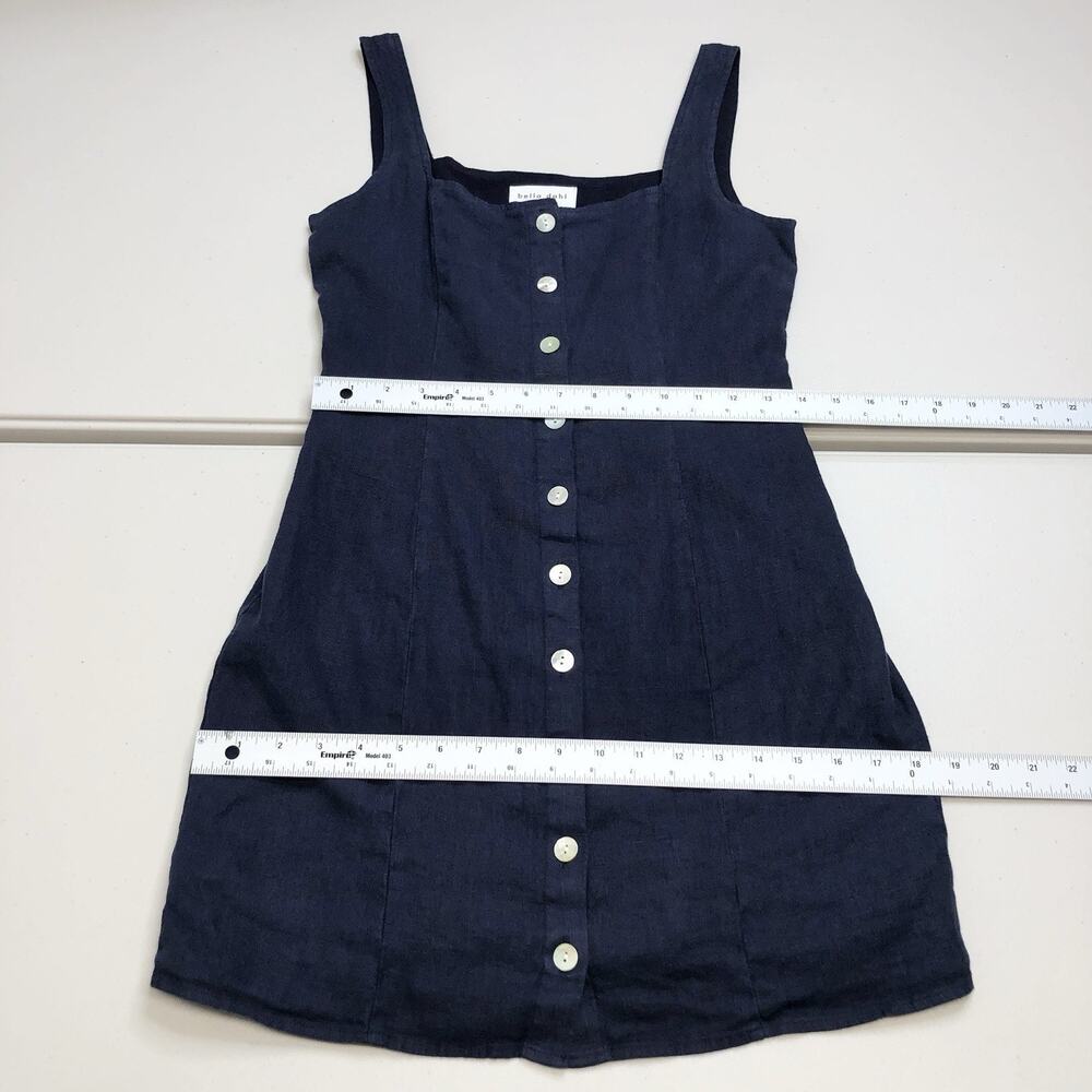 Bella Dahl Square Neck Button Front Mini Dress XS Italian Navy Linen MSRP 194$ - Picture 4 of 12